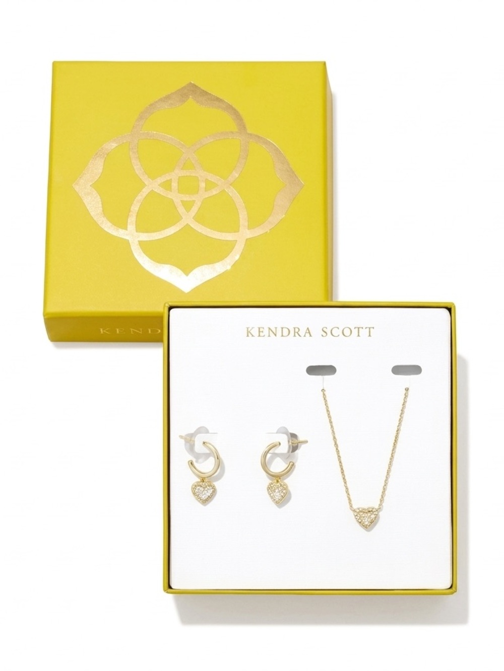 Kendra Scott Anna Pendant Necklace and Stud Earring Gift Set - Gold Heart NWT